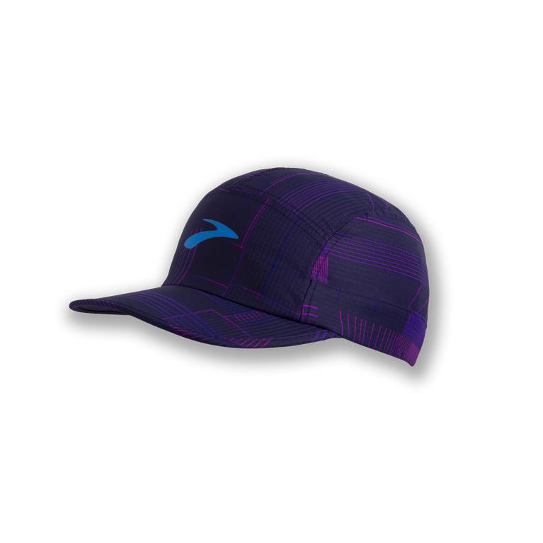 Brooks Women's PROPEL Running Hat - Matrix Navy Print/Purple - Canada (IRQYC-7396)